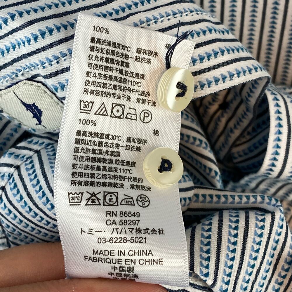 Tommy Bahama Blue Cotton Striped Long Sleeve Button-Down Shirt Plus Size XXL - Picture 7 of 13